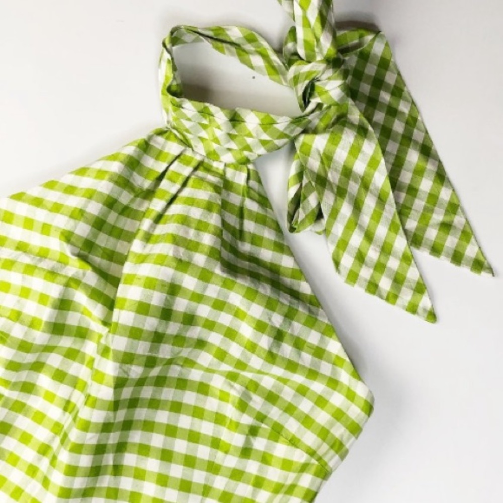 Sara Campbell Gingham Silk Halter Dress NWT